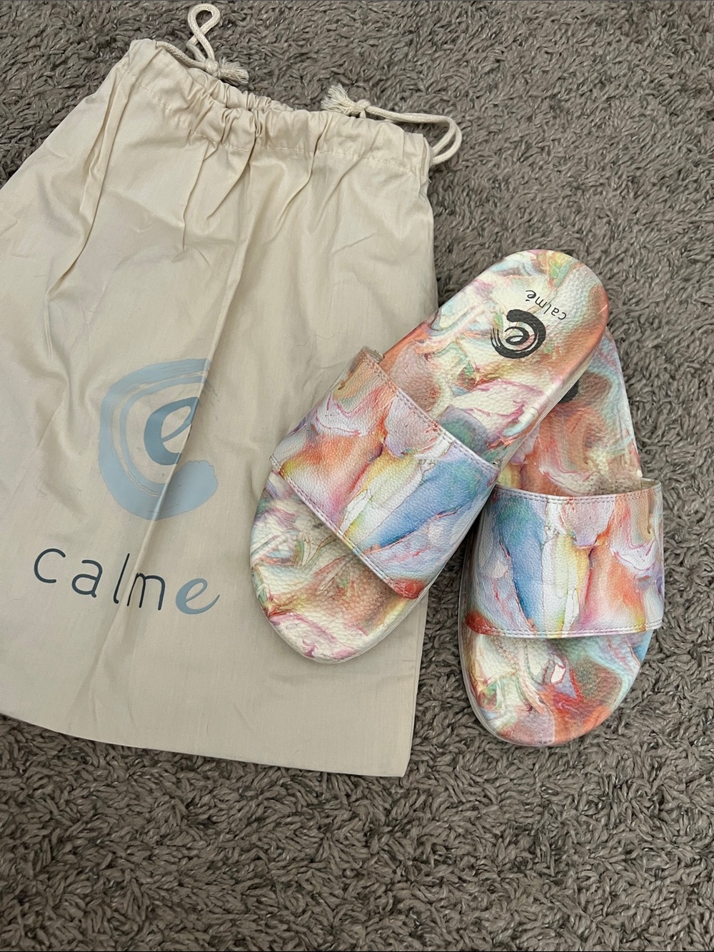 Johnny Was Calme Slides In White Rainbow Marble